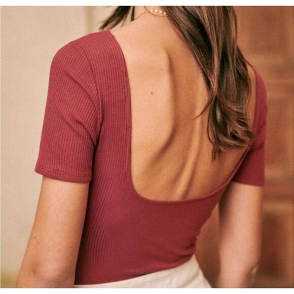 Sezane Coline Bodysuit  In Rosewood Sz  Small - Picture 2 of 6